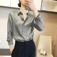 thumbnail image 2 of GigrtiJin Chemises Boutonnées pour Femmes Automne Manches Longues Col Rabattu Couleur Unie Mode Décontractée Confortable Hauts Amples, 2 of 5