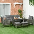 thumbnail image 2 of Outsunny Ensemble de Mobilier de Patio 6 Pcs avec Chaises, Ottomans, Sofa, Table, Coussins, 2 of 10