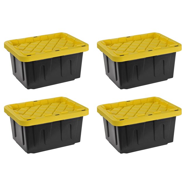 Juggernaut Storage 5 Gal Lockable Plastic Storage Tote, (Set of 4)