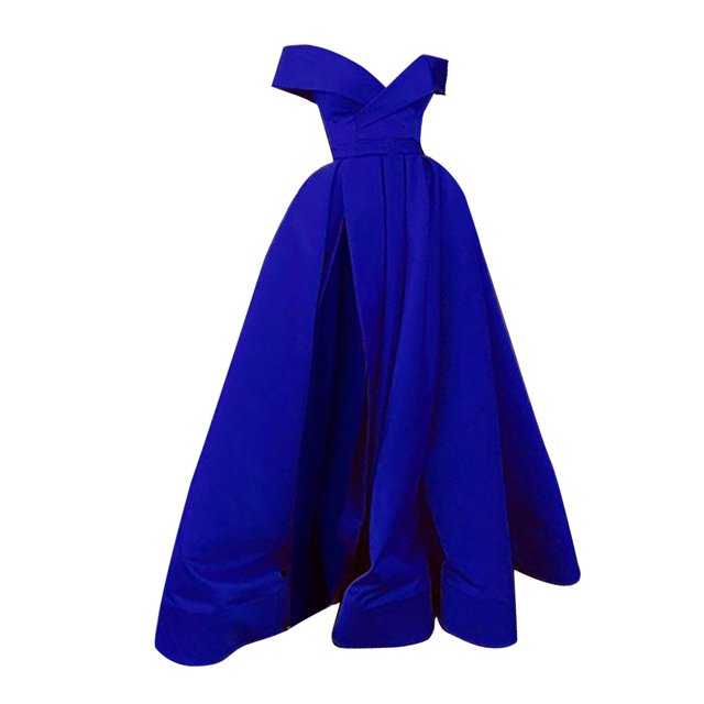Robes de Bal Longues Fendues à l'Épaule en Satin de Soirée avec Poches