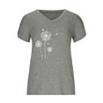 thumbnail image 4 of Besolor Hauts d'Été pour Femmes Manches Pétales Tendance Chemises Imprimées Manches Courtes Col Rond Décontracté Blouse Tee, 4 of 4