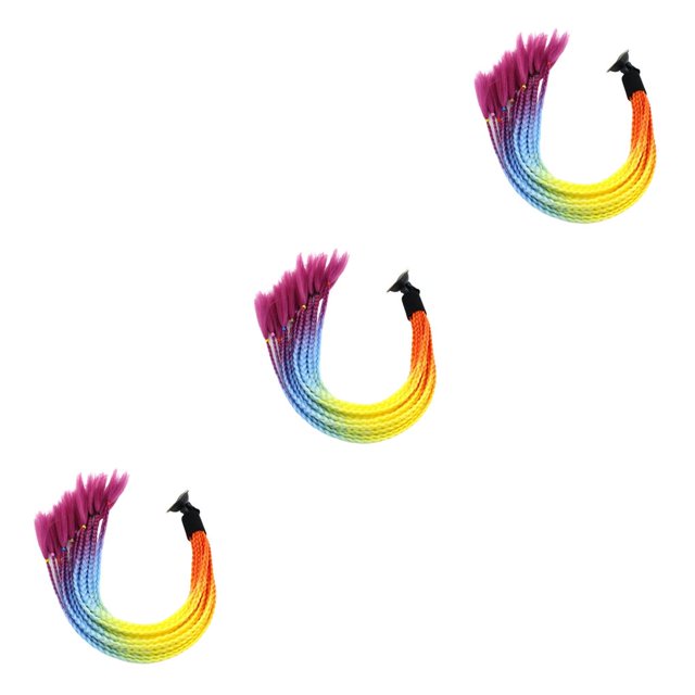 serony Motorcycle Braids Punk Style Wide Application Easy Fixation Colorfast Ponytail Perm Pigtail Orange Yellow 3Set