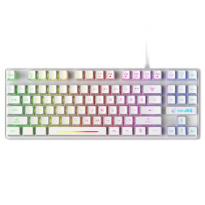 Thinsony Fils LED Jeu de clavier rétroéclairé 87-Key Clés mécaniques Noir Ergonomic Spill Resistance Computer Cadeaux d'anniversaire Blanc
