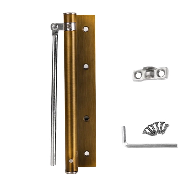 Riforla Automatic Door Closer Set with Stainless Steel Spring 150 Opening Angle Self Closing Hinge Adjustable Automatic Door Closer (with Lever Arm) Screws Positioner F