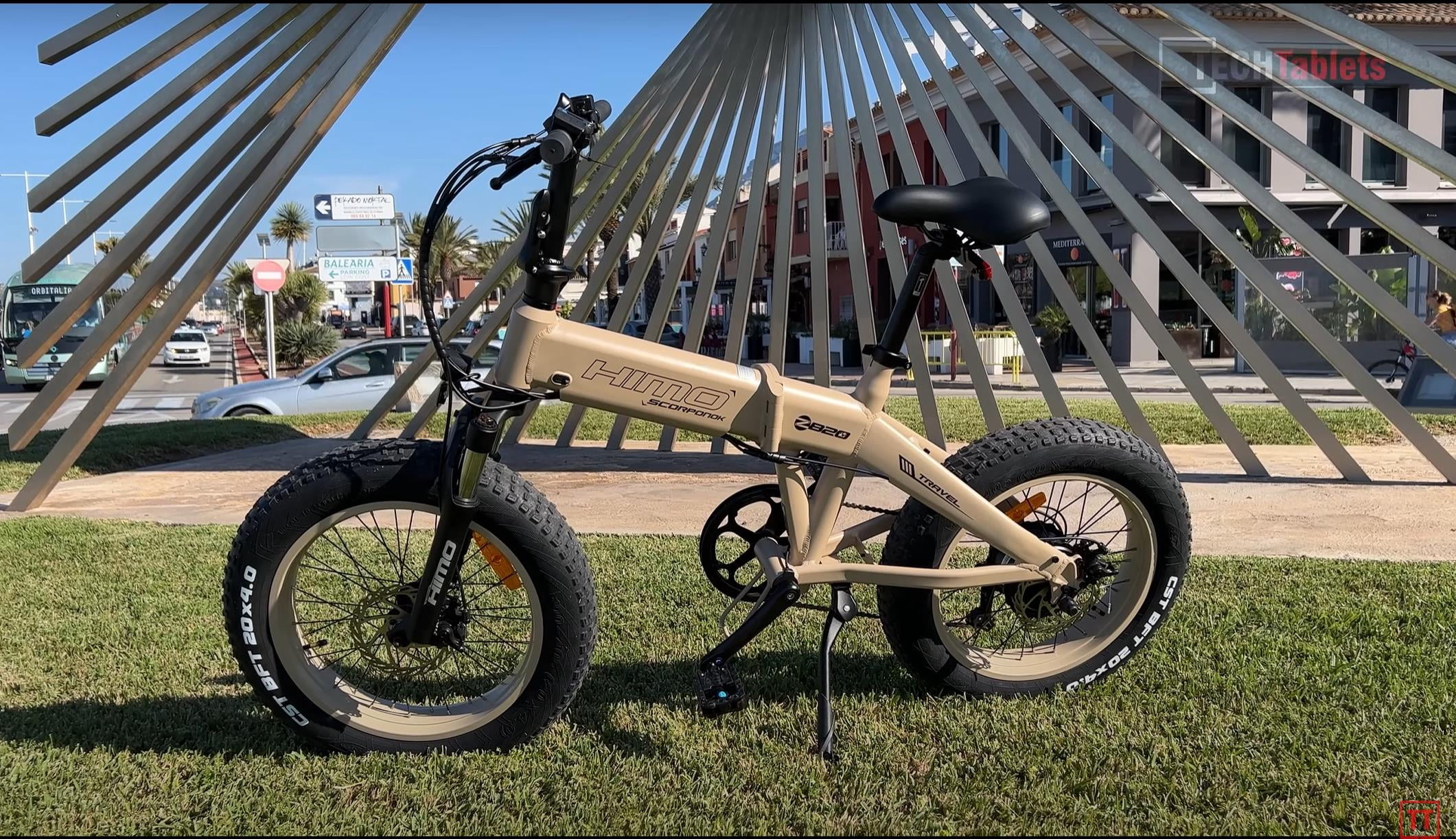 HIMO ZB20 Folding E-bike - Sand Color, Range up to 80 KM, 6-Speed Shimano Transmission, 4" Fat Tire, 3 level pedal assist, 48V/10Ah Battery, HD LCD Display