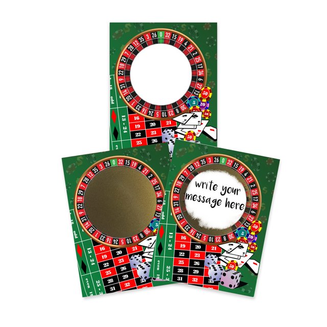 Make Your Own DIY Scratch Off ScratchNotes 20 Pack 3x4 Note cards Stickers casino Night Roulette