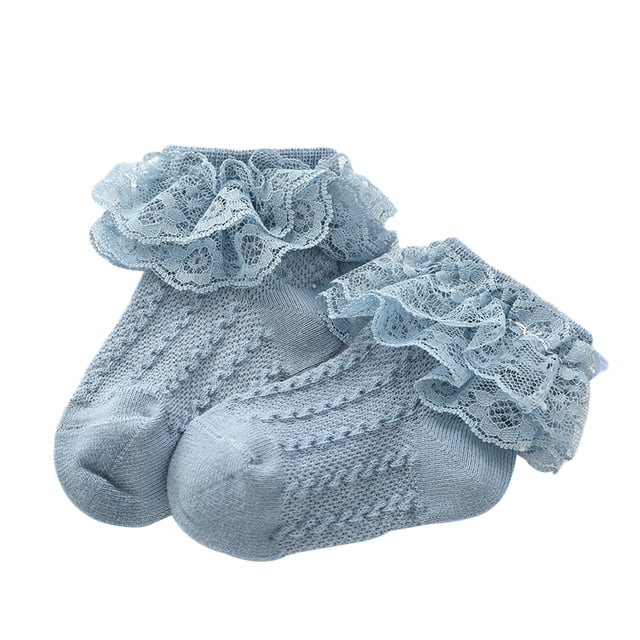 Baby Kids Girls Princess Short Socks Lace Ruffle Frilly Trim Cotton Ankle Socks