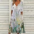 thumbnail image 1 of SMihono Robe d'Été pour Femmes Grande Taille Mode Femmes Été Imprimé Décontracté Col en V Bouton Manches Courtes Vacances Poches Robe, 1 of 5