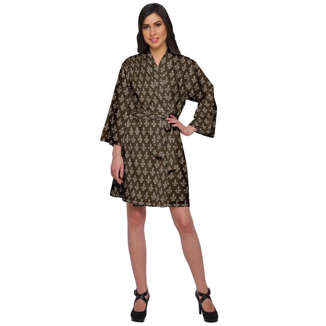 Moomaya Printed Kimono Robe For Girls Crossover Bathrobe Kimono Women Bathrobe
