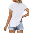 thumbnail image 4 of pitrice Summer Pleated Short Sleeve Solid Color Splicing V Neck T-Shirt Casual Basic Tops Female Shirts Daily Tees for White L, 4 of 8