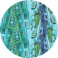 thumbnail image 1 of Ahgly Company Machine Washable Indoor Square Transitional Teal Green Area Rugs, 3' Square, 1 of 7