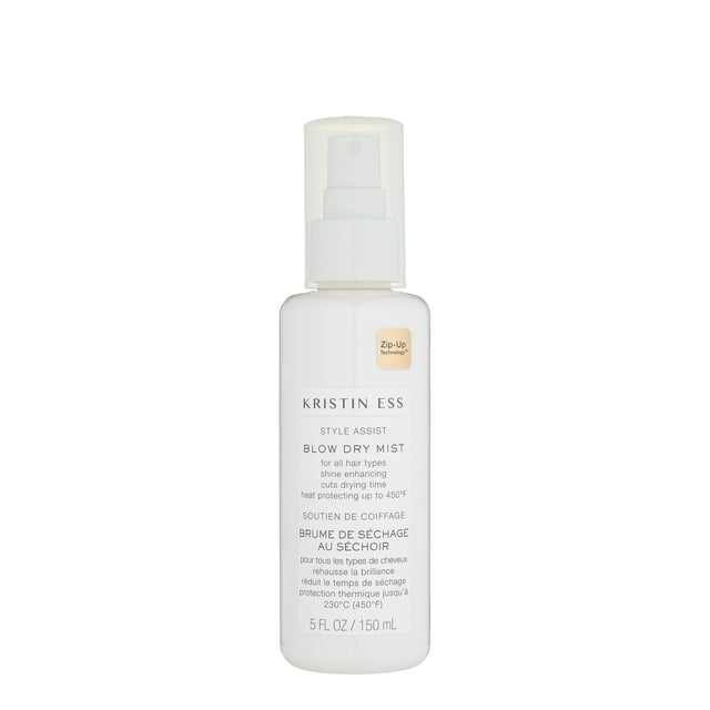 Kristin Ess Hair Style Assist Blow Dry Mist, Heat Protectant Spray for Blow Drying, Straightening + Curling, Cuts Drying Time, Shine Enhancing