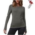 thumbnail image 1 of Yuyuzo Chandails à Manches Longues pour Femmes, Couche de Base Thermique Légère, T-Shirts à Col Rond, Hauts Chauds et Confortables avec Chaussettes, 1 of 7