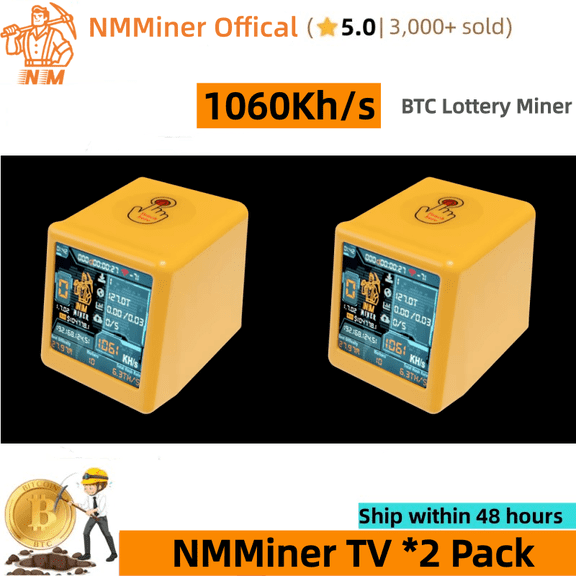 Mineur Solo BTC NMMiner Intelligent NM-TV 1060Kh/s à Code Ouvert Bitcoin Loto d'Exploitation Crypto Machine de Lotto Silencieuse Mini Mineur BTC Cadeau (Lot de 2)