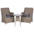 thumbnail image 1 of vidaXL Ensemble Bistro 3 Pcs avec Coussins en Rotin Poly Brun, 1 of 5