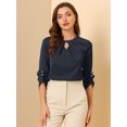 thumbnail image 2 of INSPIRE CHIC Women's Work Pleated Shirred 3/4 Sleeve Pullover Top, 2 of 6