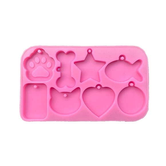 DIY Pet Tag Keychain Resin Mold Round/Cat/Fish/Bone/Heart/Star Shape Keychain Pendant Silicone Mould Jewelry Charms Casting Tool For Resin Art, Resin Casting,Gifts ,Upgraded Material