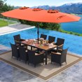 thumbnail image 4 of Costway 11 PCS Patio Wicker Dining Set with Double-Sided Outdoor Umbrella 8 Stackable Chairs, 4 of 9