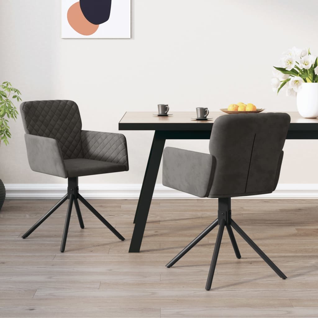 vidaXL Chaises de Salle à Manger Pivotantes 2 Pcs Velours Gris Foncé