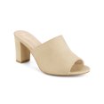 thumbnail image 1 of BLISSFUL STEP Mules à Talons pour Femmes à Enfiler Sandales à Talon Bloc Beige 9,5, 1 of 6