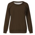thumbnail image 4 of Yuyuzo 2025 Automne Chandail Sportif Uni pour Femme Décontracté Ample à Col Rond Raglan à Manches Longues Chandail Tunique Hauts Brun, 4 of 7