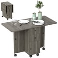 thumbnail image 1 of HOMCOM Table à Manger Pliable, Table de Cuisine Roulante avec Tiroirs, Armoire, 1 of 10