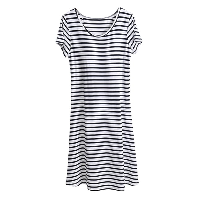 TSADFHJI Chemises de Nuit Sans Manches Femmes Femmes Été Design à Rayures Couleurs Robe de Pyjama pour Femmes Été Manches Courtes Chemise de Nuit avec Coussinet de Poitrine Robes de Nuit TTTG Noir