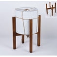 thumbnail image 1 of Mainstays Metal White Round Planters with Wood Stand 17.3"H, 1 of 9