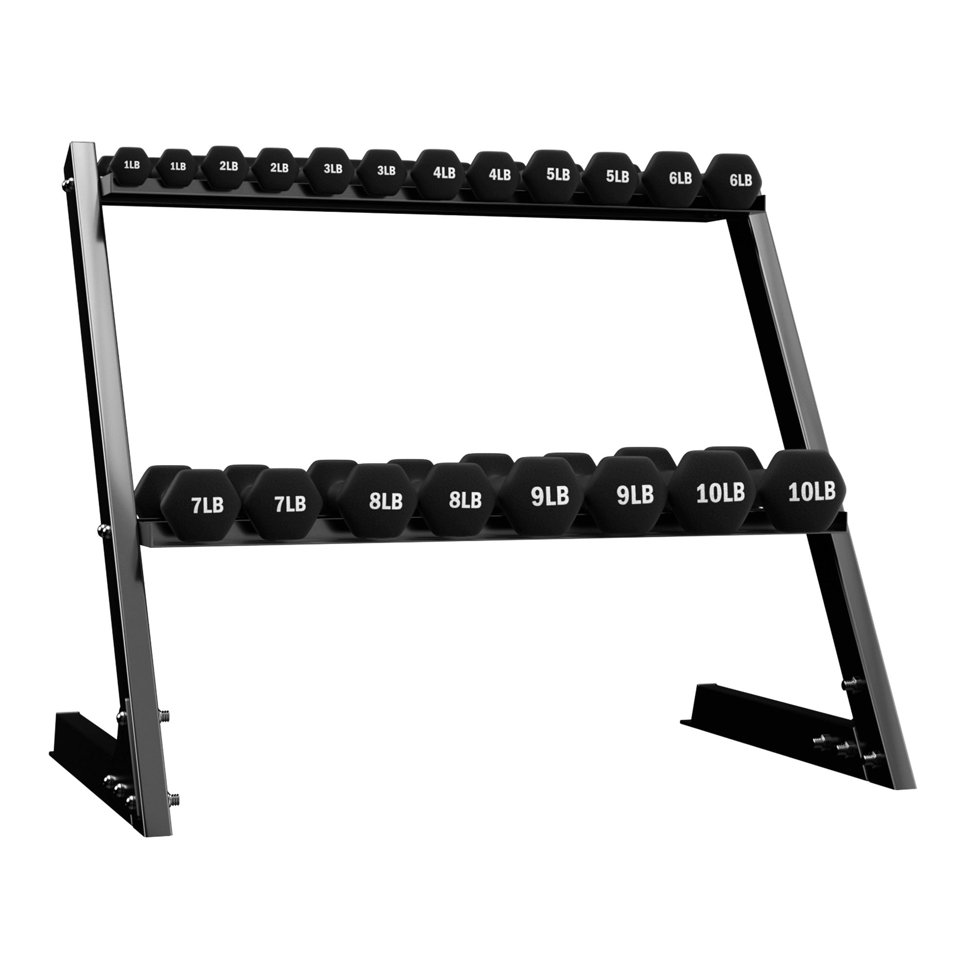 BalanceFrom 110 lb Neoprene Coated Iron Dumbbell Hex Weights Set with Stand, Black