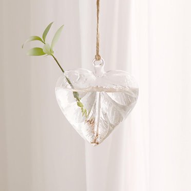 Elodie Hanging Heart Glass Flower Planter Vase Terrarium Container Landscape Bottle
