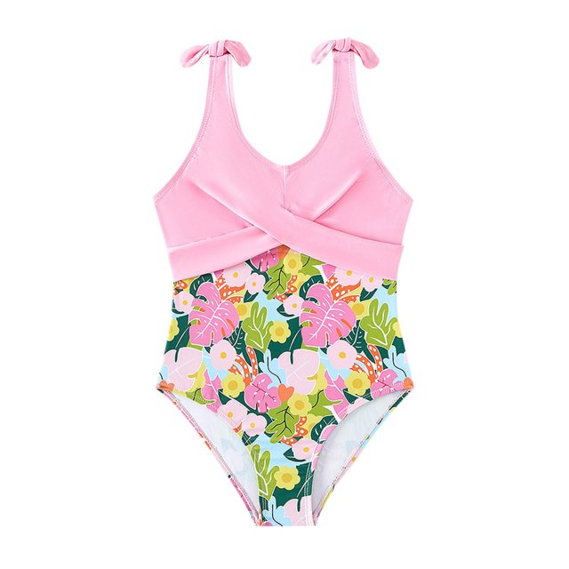 Teen Girls One Piece Swimsuits Ruffle Floral Pattern Girls Swimsuits Sleeveless Bathing Suit for Teens 13-14 Years