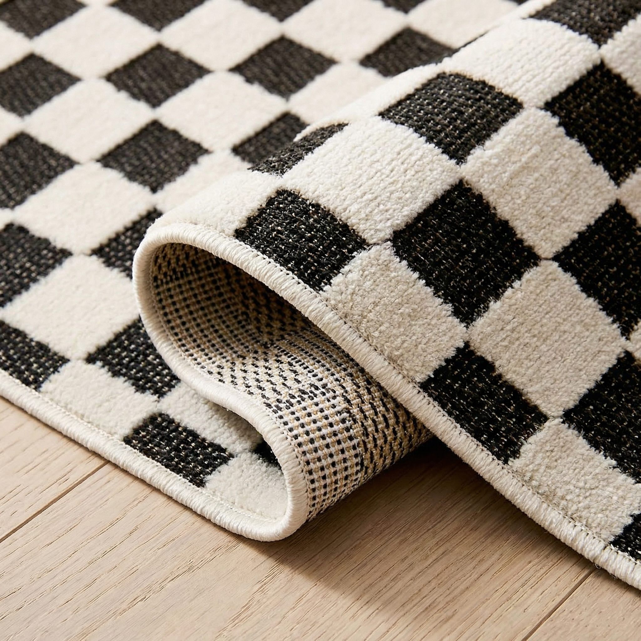 Rug Branch Maise Checkered Indoor Outdoor Area Rug, Black White, Modern - Entryway, Hallway, Bathroom, and Kitchen