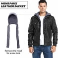 thumbnail image 2 of Motorcycle Jacket for Men Casual Faux Leather Bomber Jacket with Removable Hood, 2 of 7