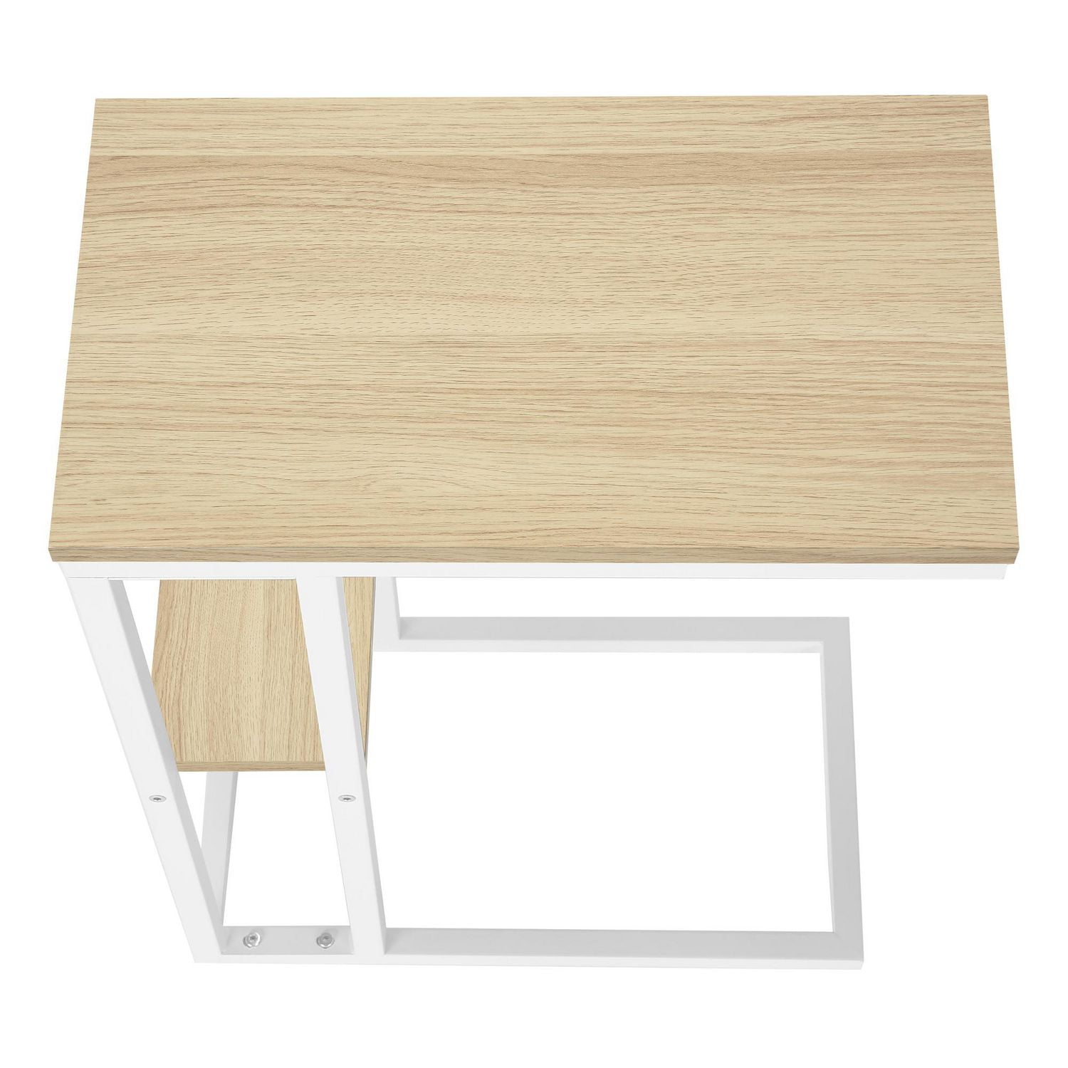 Monarch Specialties Table D'appoint, En Forme De C, Bout, Côté, Collation, Salon, Chambre À Coucher, Métal, Stratifié, Naturel, Blanc, Contemporain, Moderne
