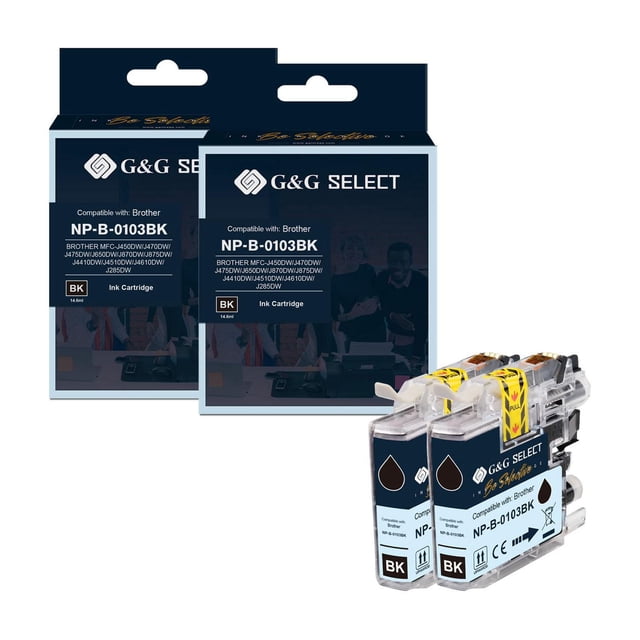 G&G Select Brother LC103 Lot de 2 cartouches d'encre noire compatibles