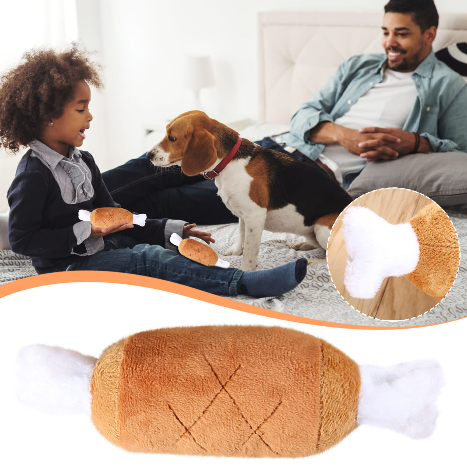 TopLLC Small Dog Bite-Resistant Chicken Leg Plush Toy Sound Dog Toy Tease Toy