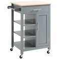 thumbnail image 1 of HOMCOM Compact Kitchen Trolley Utility Cart on Wheels with Open Shelf Grey, 1 of 10