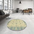 thumbnail image 3 of Ahgly Company Indoor Round Abstract Brown Gold Oriental Area Rugs, 8' Round, 3 of 6