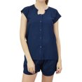 thumbnail image 2 of Bimba Pyjama 2 Pcs pour Femmes Bleu Marine à Boutons Chemise et Short Robe de Nuit-12, 2 of 11