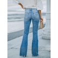 thumbnail image 2 of Jeans Évasés pour Femmes Taille Haute Jambes Larges Bootcut Jeans Extensibles en Denim, 2 of 6