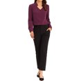 thumbnail image 2 of INSPIRE CHIC Chemise Élégante à Manches Longues Col en V pour Femmes TP Rouge Violacé, 2 of 6
