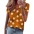 thumbnail image 1 of MAWCLOS Ladies Shirts Floral Tops V Neck Blouse Loose Work Short Sleeve Tee Daisy Yellow 4XL, 1 of 2