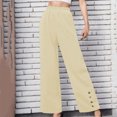 thumbnail image 2 of FAIWAD Women's Wide Leg Pants High Elastic Waisted Button Business Work Trousers Long Straight Pants, 2 of 6