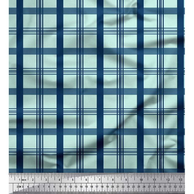 Soimoi Viscose Chiffon Fabric Check Check Print Fabric by Yard 42 Inch Wide