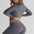 thumbnail image 4 of Ladies‘ Thumb Hole Long Sleeve Yoga Shirt with Cropped Design for Workouts, 4 of 5