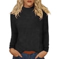 thumbnail image 1 of Floleo Women's Ribbed Turtleneck Fitted Tops Long Sleeve Shirts Basic Thermal Layering(Black,M), 1 of 9