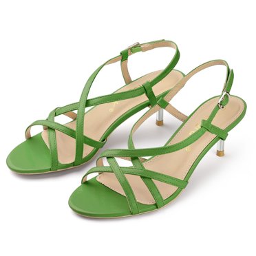 BLISSFUL STEP Sandales à Talons Aiguilles à Bride Arrière à Brides pour Femmes Vert 9