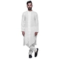 thumbnail image 4 of Atasi Kurta Long Uni pour Hommes Col Mandarin Chemise Habillée Décontractée pour Fête, 4 of 5
