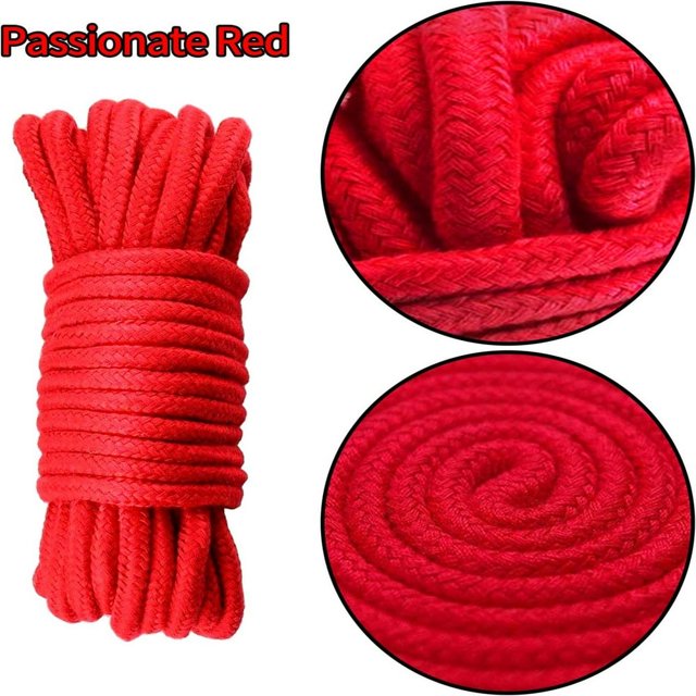 Estbridg Casewin Braided Twisted Silk Ropes 8mm Diameter Soft Solid Braided Twisted Ropes Decorative Twisted Satin Shiny Cord Rope for All Purpose and DIY Craft (Red 1 Piece)