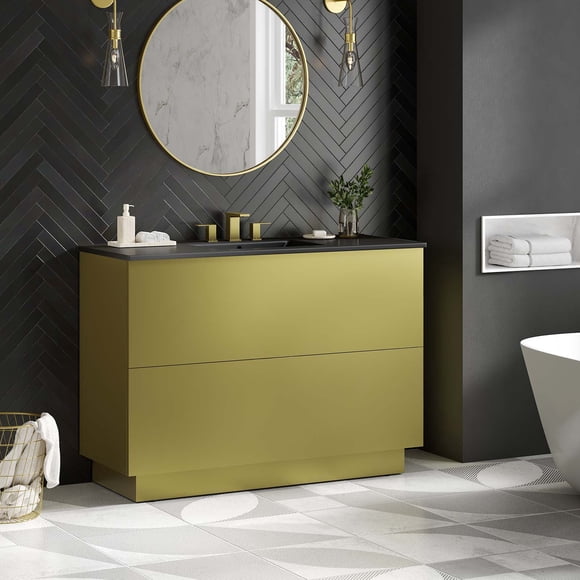 Modway Quantum 48" Single Sink Bathroom Vanity in Black Gold